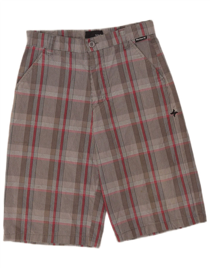 Pantaloncini chino Hurley da ragazzo 13-14 anni W27 in cotone grigio a quadri