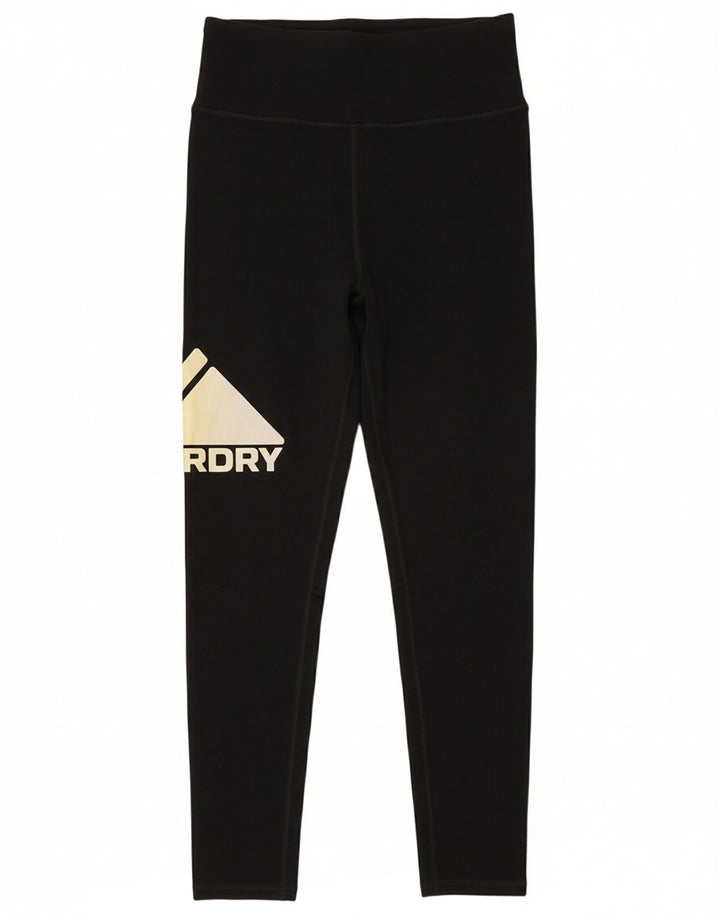 SUPERDRY Womens Graphic Leggings UK 10 Small Black Cotton