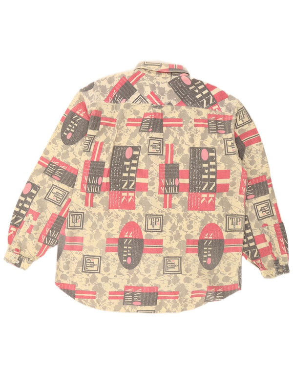 Camicia in flanella grafica da uomo Think Pink XL in cotone geometrico multicolore
