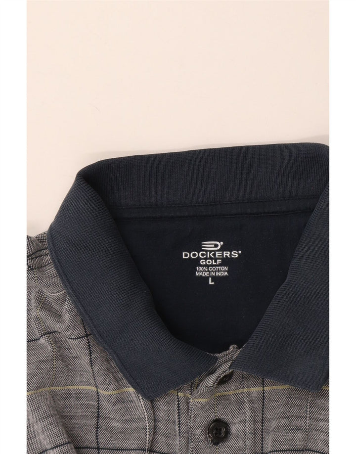 Polo da rugby da uomo Dockers in cotone a quadri grandi blu