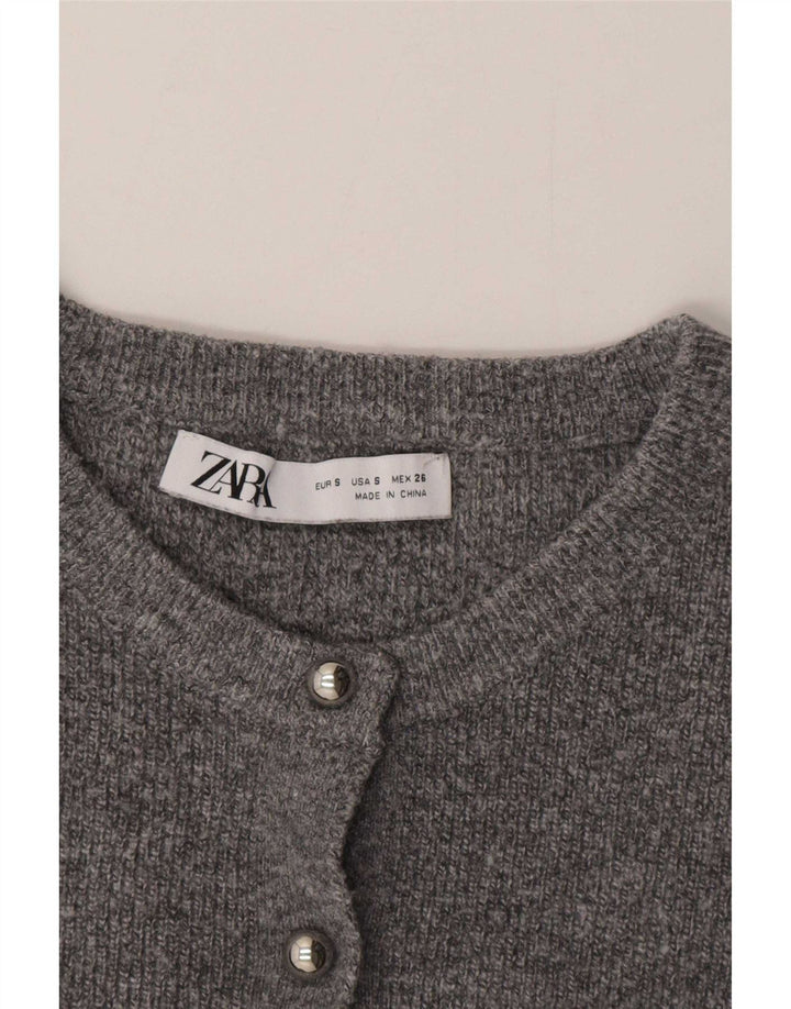 Maglione cardigan corto Zara da donna UK 10 piccolo grigio