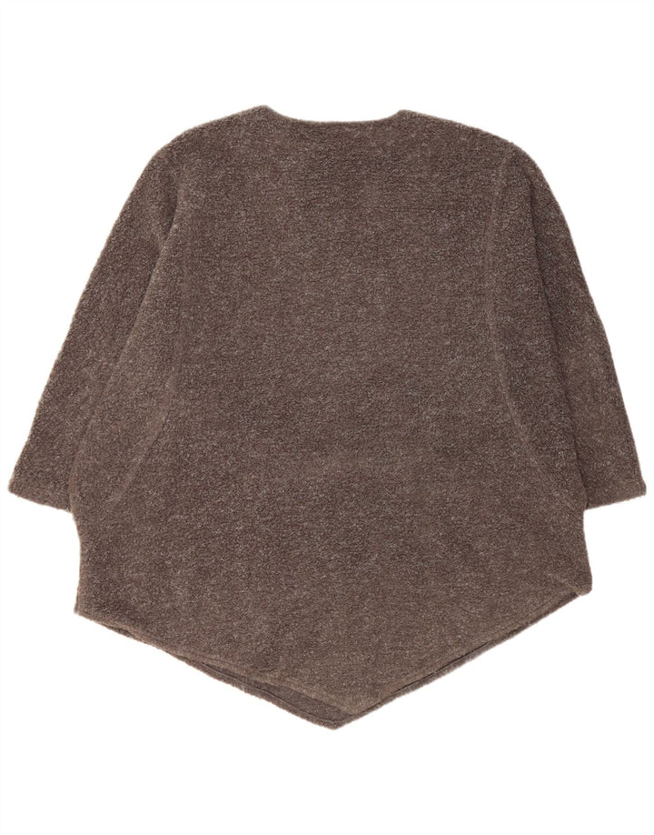 Maglione maglione oversize con scollo a barca da donna VINTAGE UK 14 Grigio medio