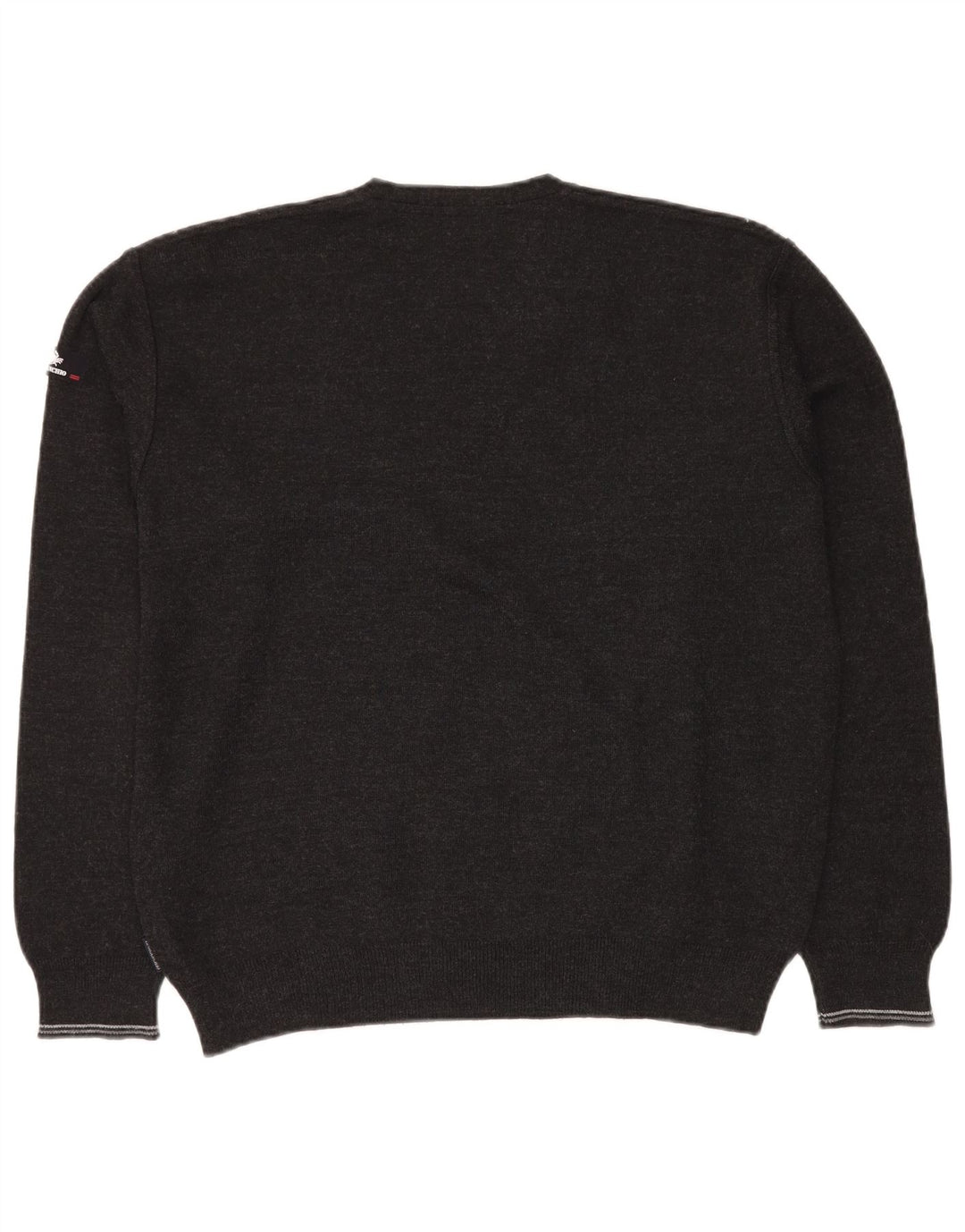 Maglione da uomo con scollo a V Il Granchio, lana vergine grande geometrica grigia