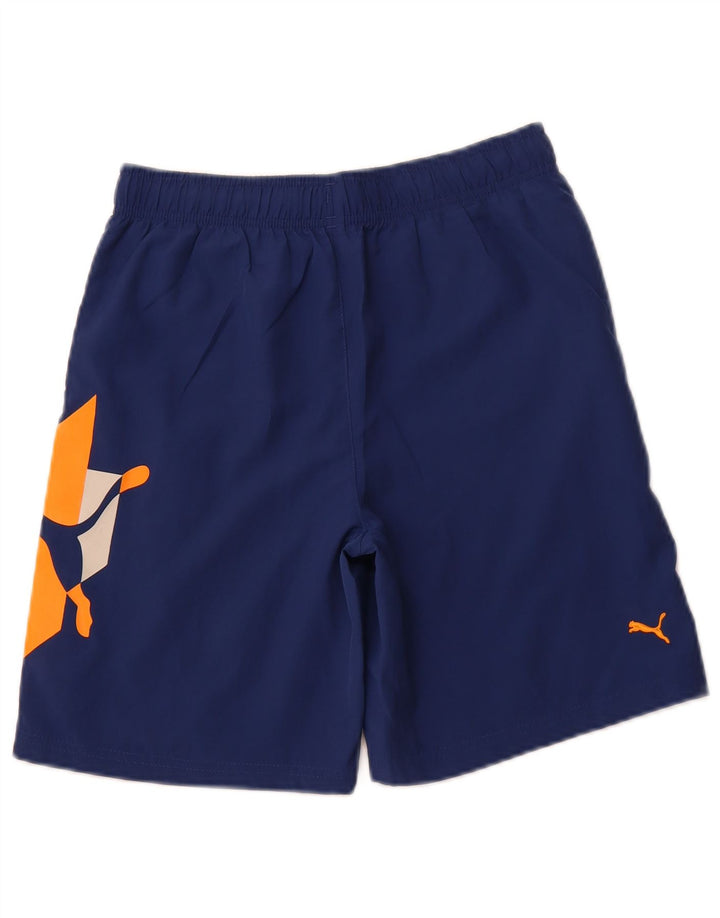Pantaloncini sportivi con grafica PUMA da bambino 11-12 anni in poliestere blu navy