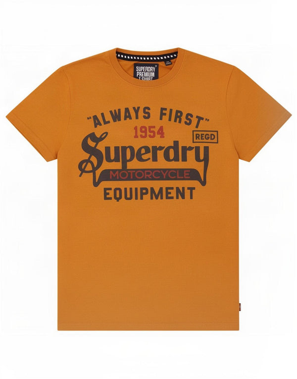 T-shirt grafica da uomo Superdry Top XL in cotone marrone
