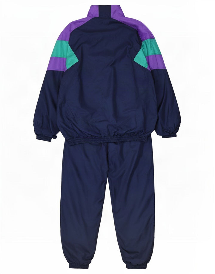 Tuta intera vintage da uomo media blu navy color block in poliammide