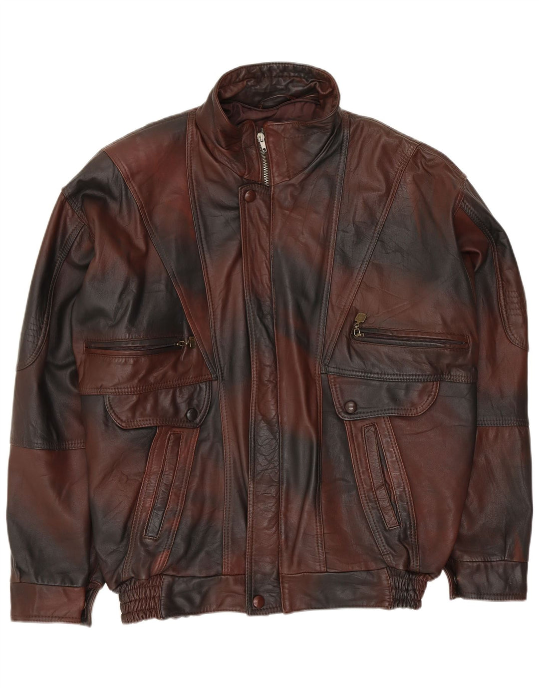 Giacca in pelle da uomo VINTAGE UK 40 Large Marrone Tie Dye