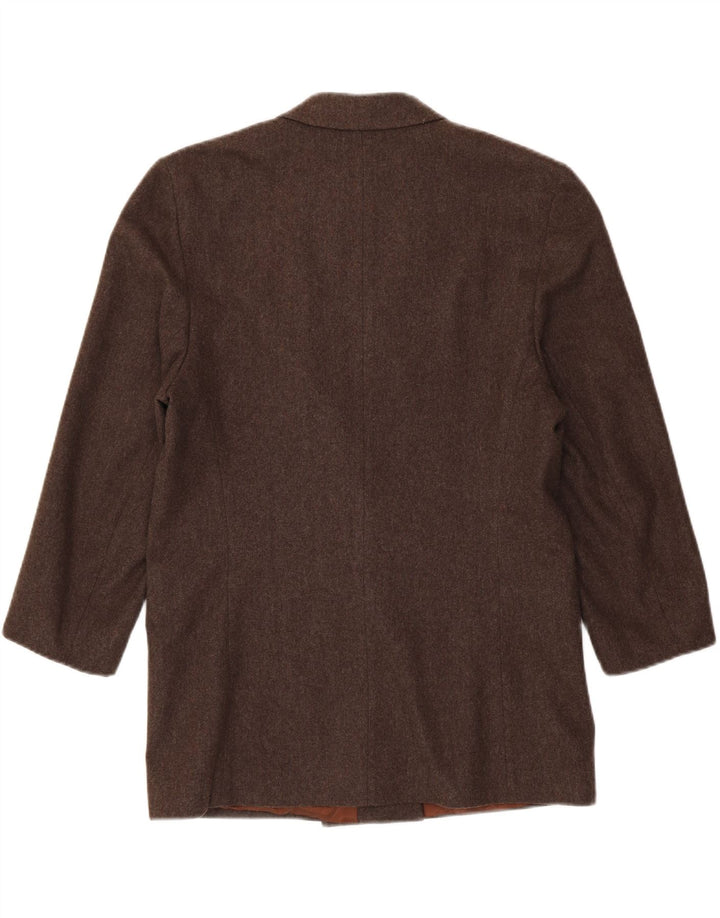 Giacca blazer doppiopetto vintage da donna IT 46 grande poliestere marrone