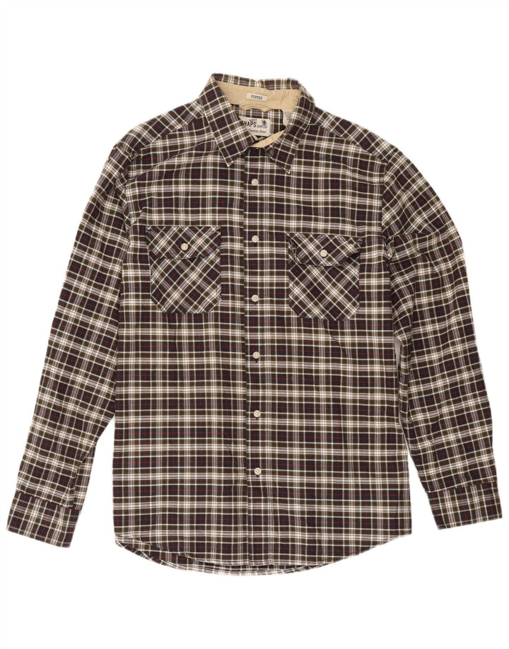 Camicia aderente da uomo Chaps in cotone a quadri multicolore medio