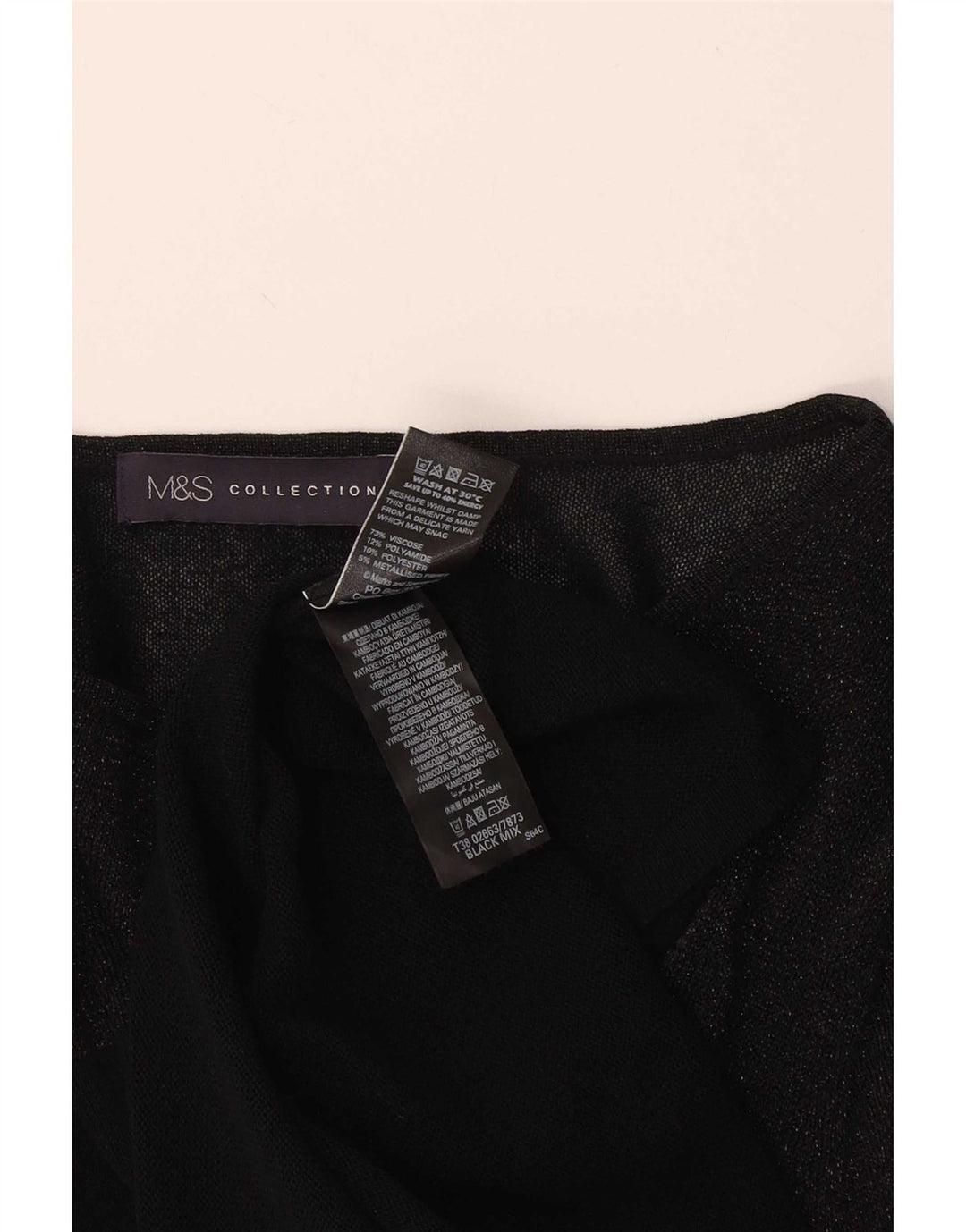 Top manica lunga da donna Marks & Spencer UK 18 XL viscosa nera
