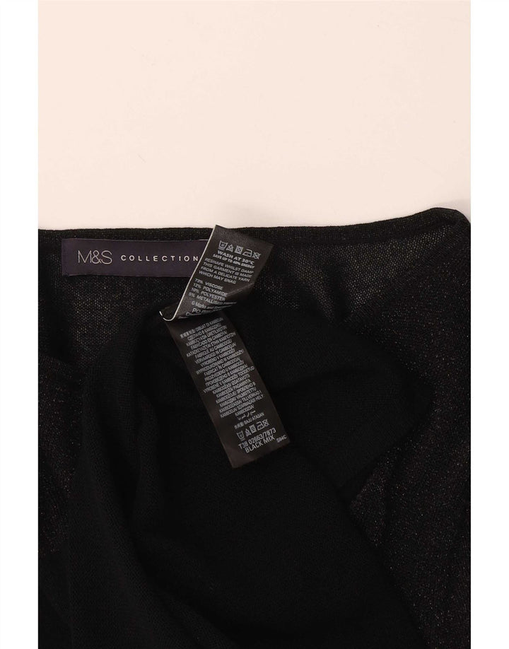 Top manica lunga da donna Marks & Spencer UK 18 XL viscosa nera