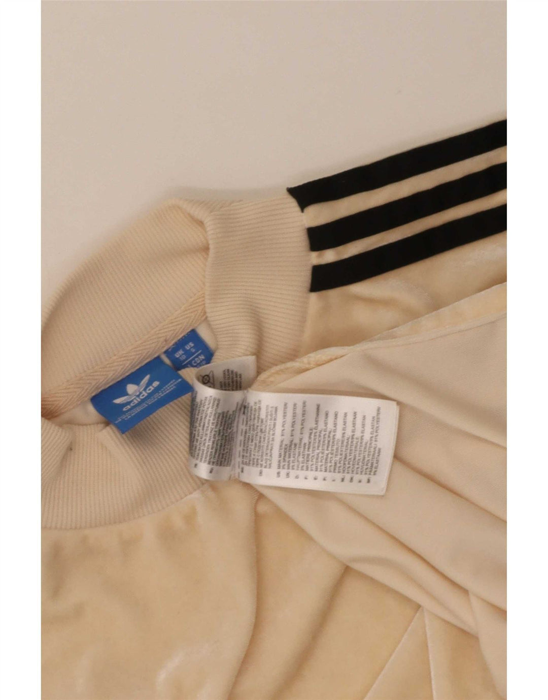 Adidas T-shirt in velluto da donna Top UK 10 Small Beige Poliestere