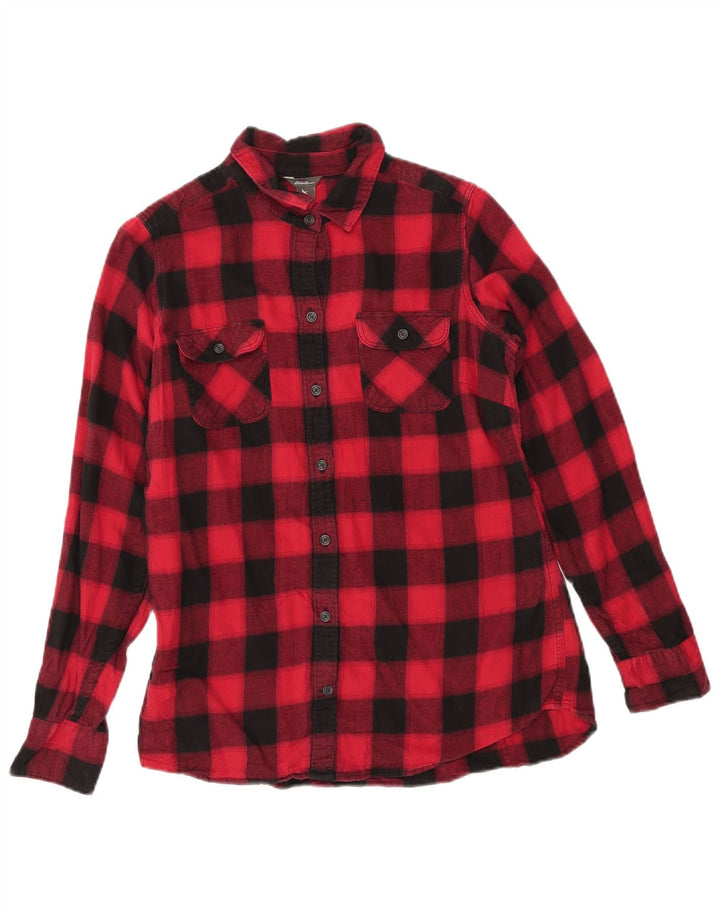 Camicia di flanella da donna EDDIE BAUER UK 14 medio rosso a quadri