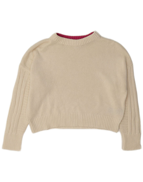 Maglione maglione girocollo da donna vestibilità ampia Topshop UK 12 medio bianco sporco