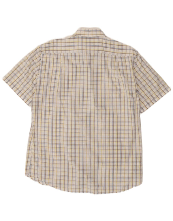 HUGO BOSS Mens Short Sleeve Shirt Size 16 1/2 42 Large White Check Cotton