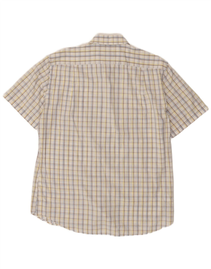 Camicia a maniche corte da uomo HUGO BOSS taglia 16 1/2 42 grande cotone a quadri bianchi