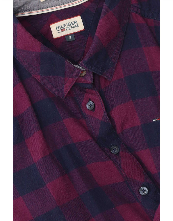 Camicia overshirt da donna Tommy Hilfiger UK 10 piccolo quadretto viola