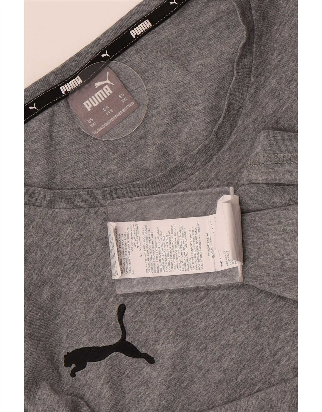 T-shirt da uomo Puma Top 2XL in cotone grigio