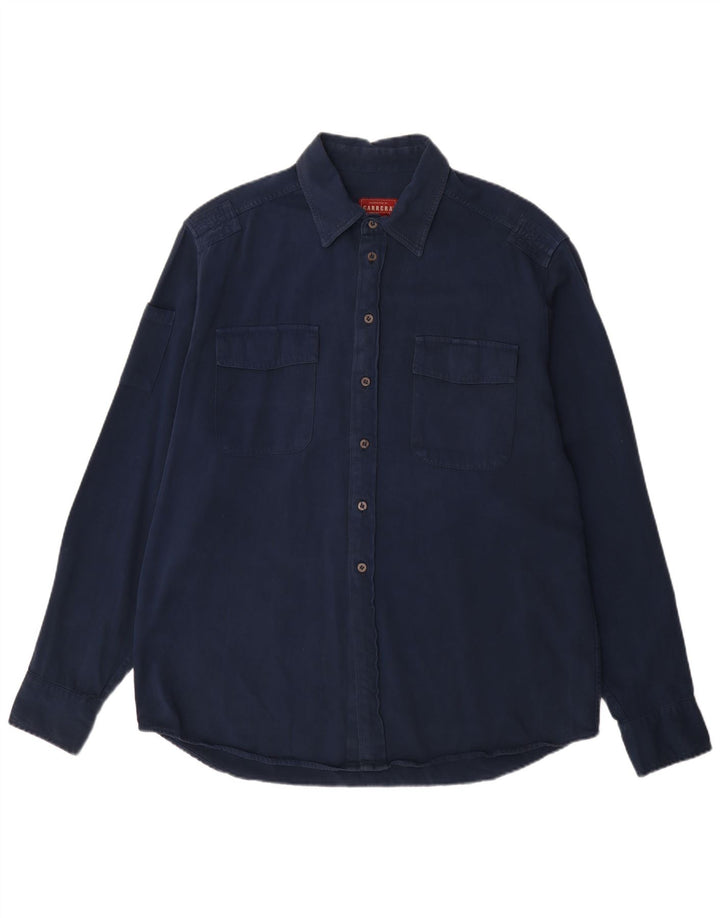 Camicia da uomo Carrera taglia 43/44 XL cotone blu navy
