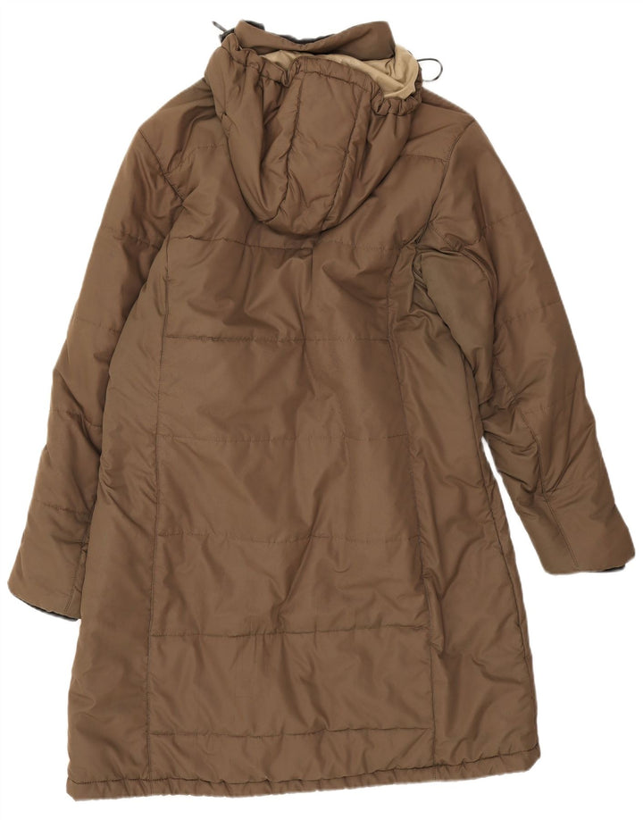 Cappotto imbottito con cappuccio da donna Jack Wolfskin UK 16 grande poliestere marrone