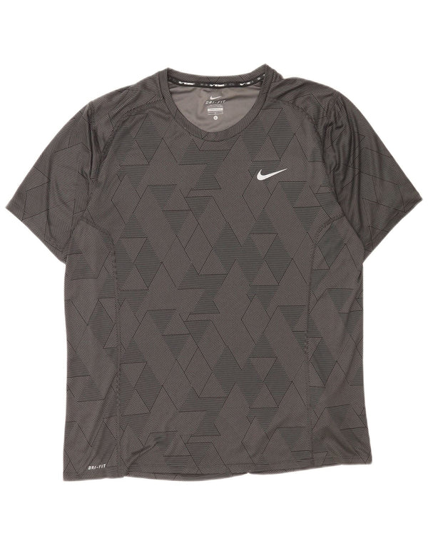 T-shirt Nike Dri Fit da uomo, grande, in poliestere geometrico nero