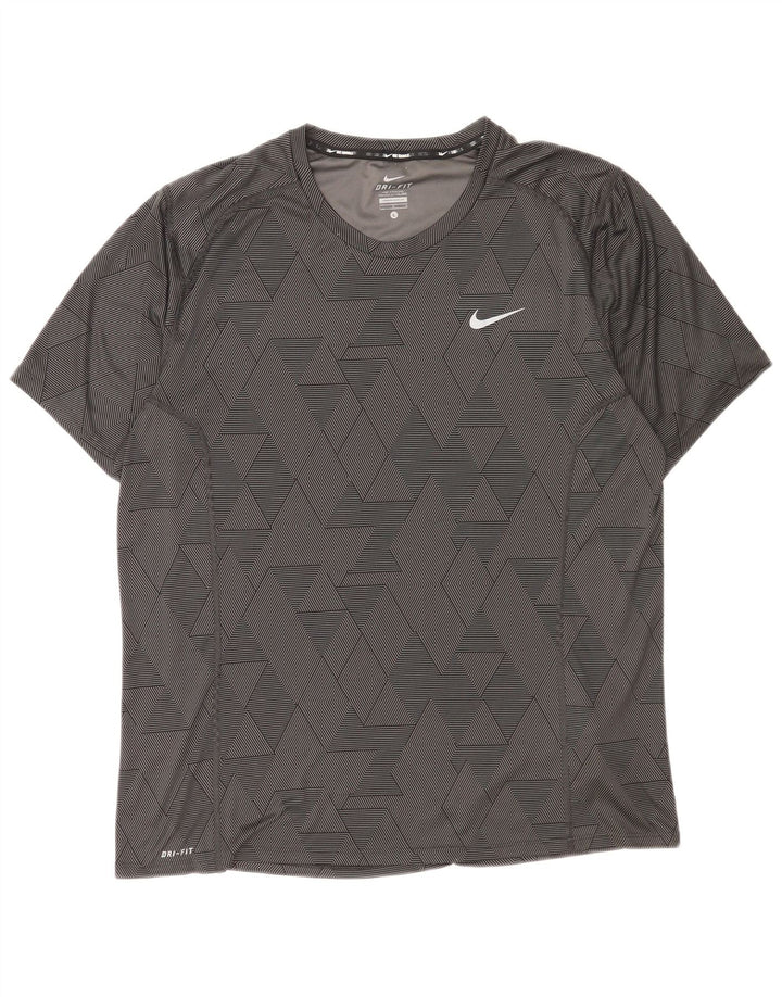 T-shirt Nike Dri Fit da uomo, grande, in poliestere geometrico nero