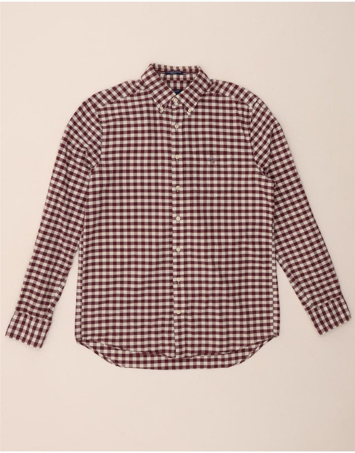 GANT Camicia da uomo Taglia 39/40 15 1/2 Medio Cotone a quadretti marrone