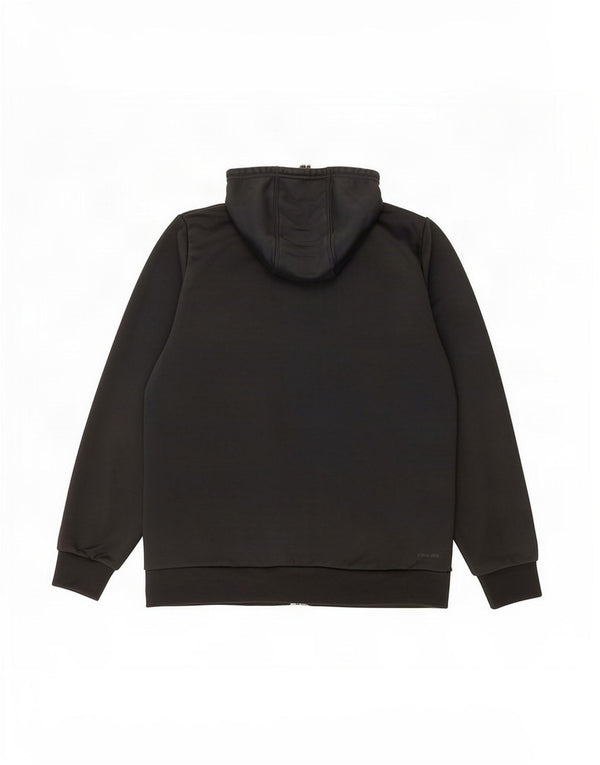 Maglione con cappuccio e zip grafica Adidas Climalite da uomo grande in poliestere nero