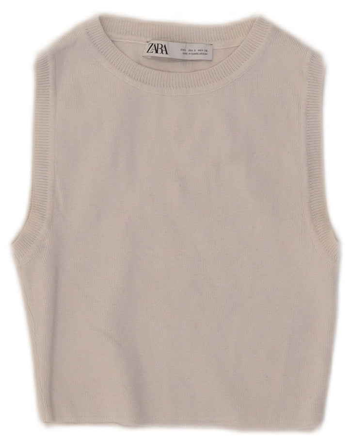 Canotta corta da donna Zara UK 8 piccola bianca