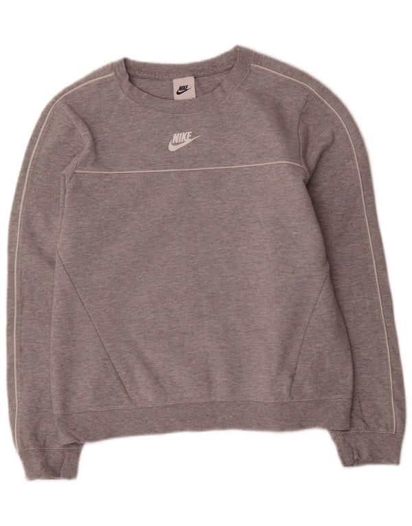 Felpa oversize da donna Nike maglione UK 10 piccolo cotone chiazzato grigio