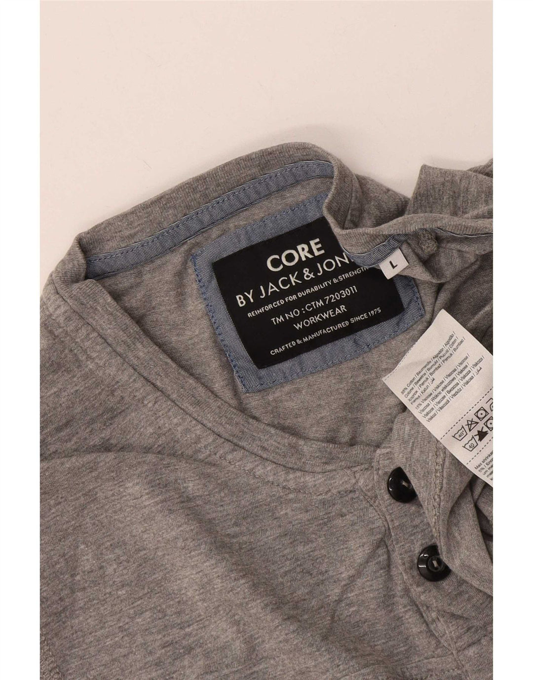 Jack & Jones Top da uomo a maniche lunghe in cotone chiazzato grigio grande