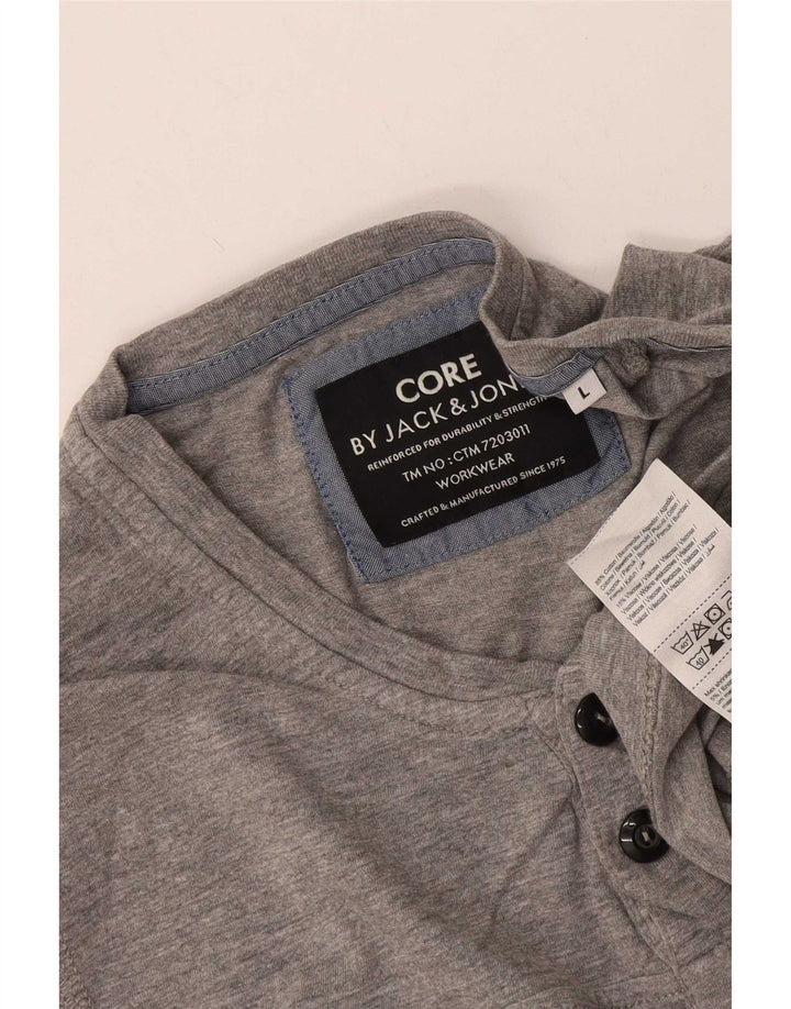 Jack & Jones Top da uomo a maniche lunghe in cotone chiazzato grigio grande