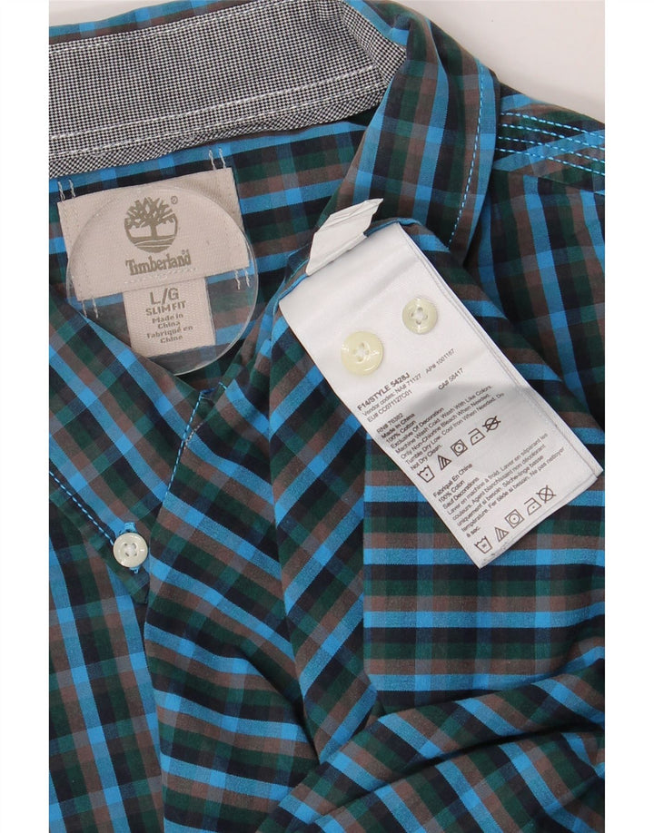TIMBERLAND Camicia slim fit da uomo in cotone a quadri blu grandi