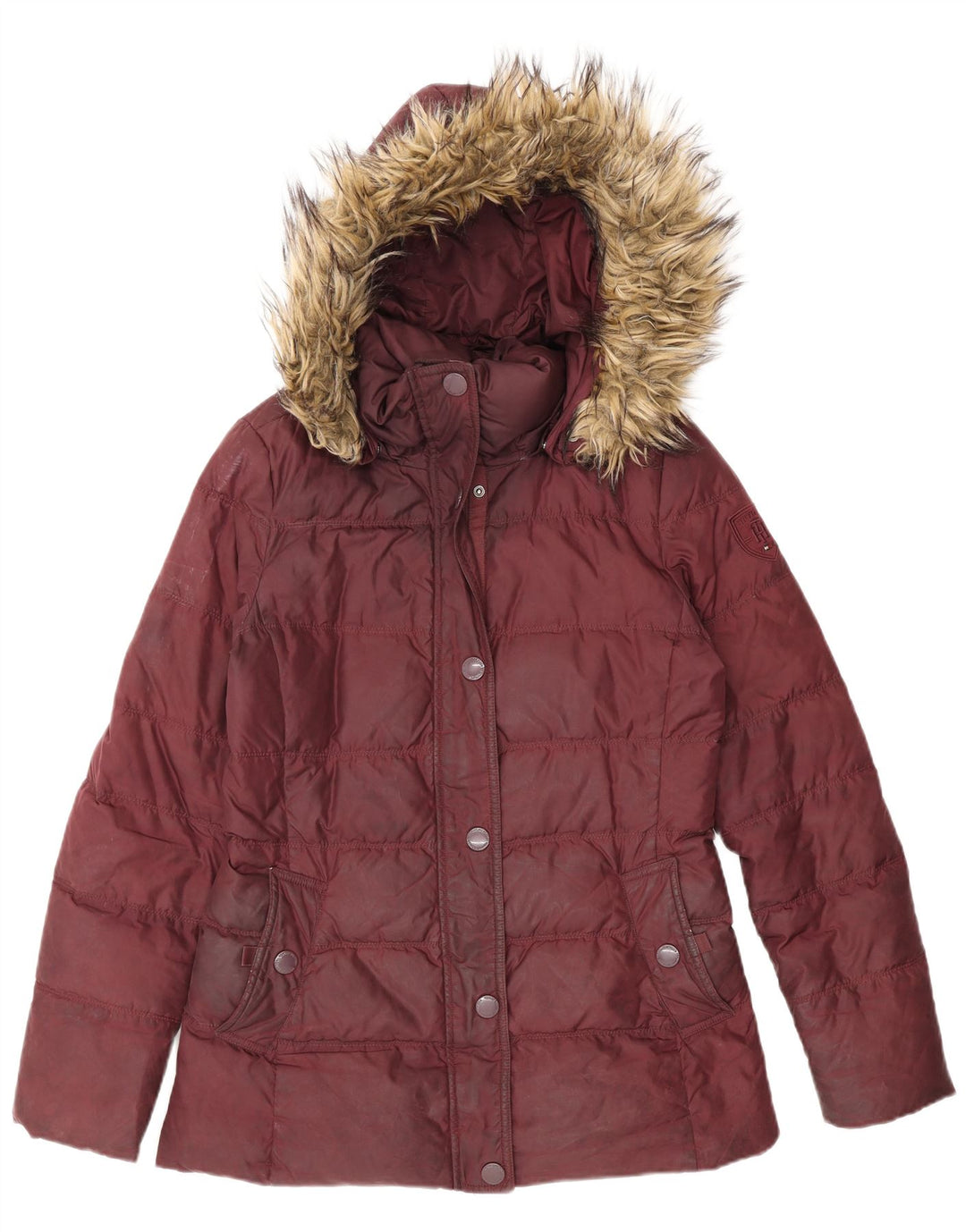 Giacca imbottita con cappuccio da donna Tommy Hilfiger UK 10 piccola bordeaux in poliestere