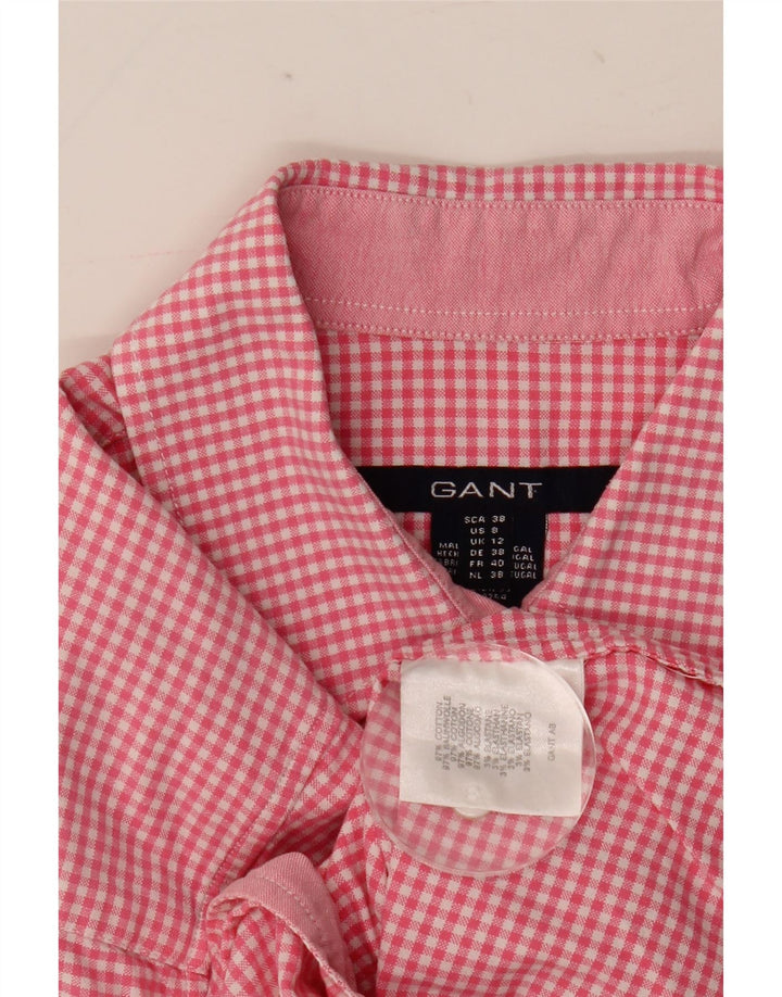 Camicia a maniche corte da donna Gant UK 12 Cotone a quadretti rosa medio