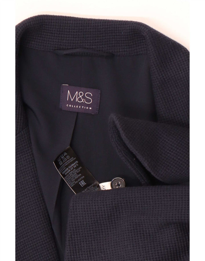Marks & Spencer Giacca blazer a 2 bottoni da donna UK 14 Large Blu Navy Cotone