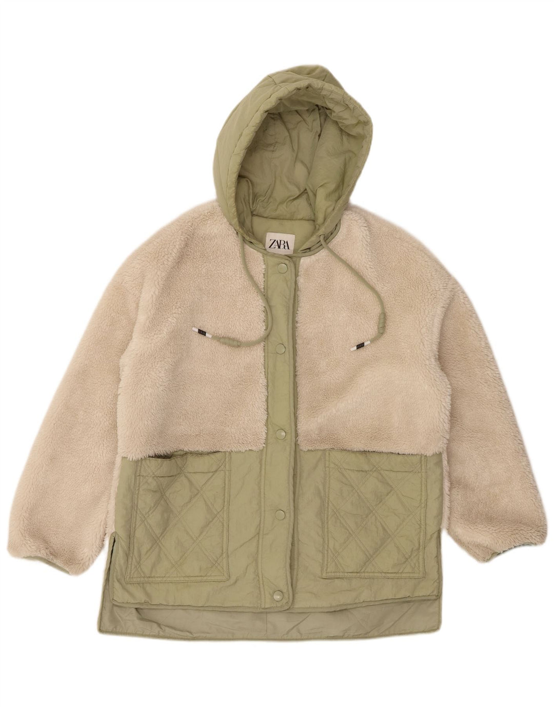 Giacca a vento oversize con cappuccio da donna Zara UK 10 piccola Beige