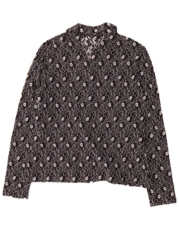 SARA GLENZER Camicia Camicetta Donna IT 44 Medio Nero Floreale