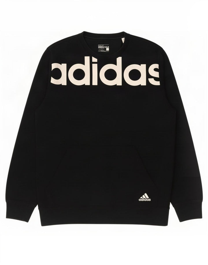 Felpa grafica da uomo Adidas Felpa media in cotone nero