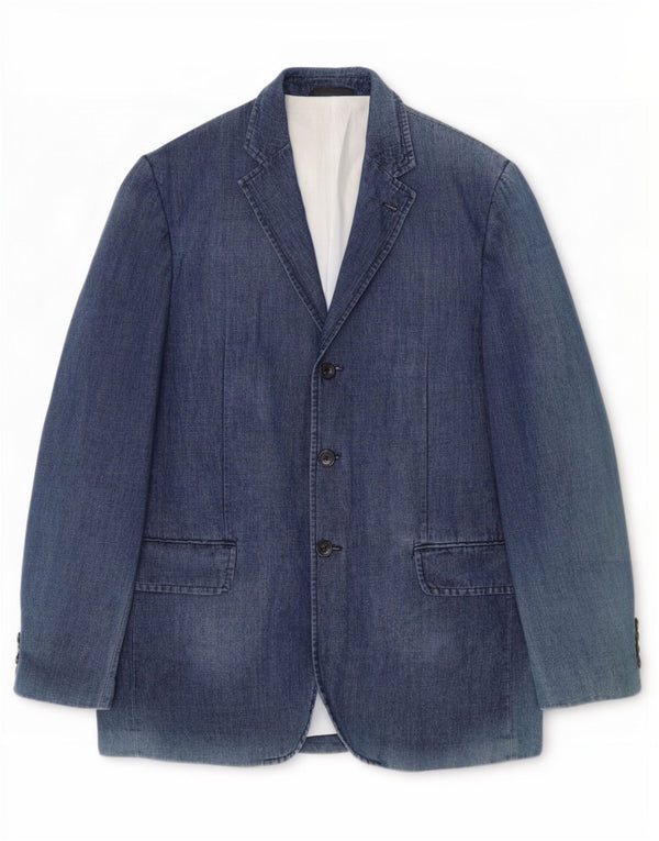 Giacca blazer in denim da uomo a 3 bottoni Daniele Alessandrini IT 54 2XL Blu Navy