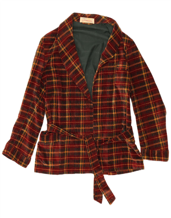 Giacca blazer vintage da donna IT 52 2XL a quadri bordeaux