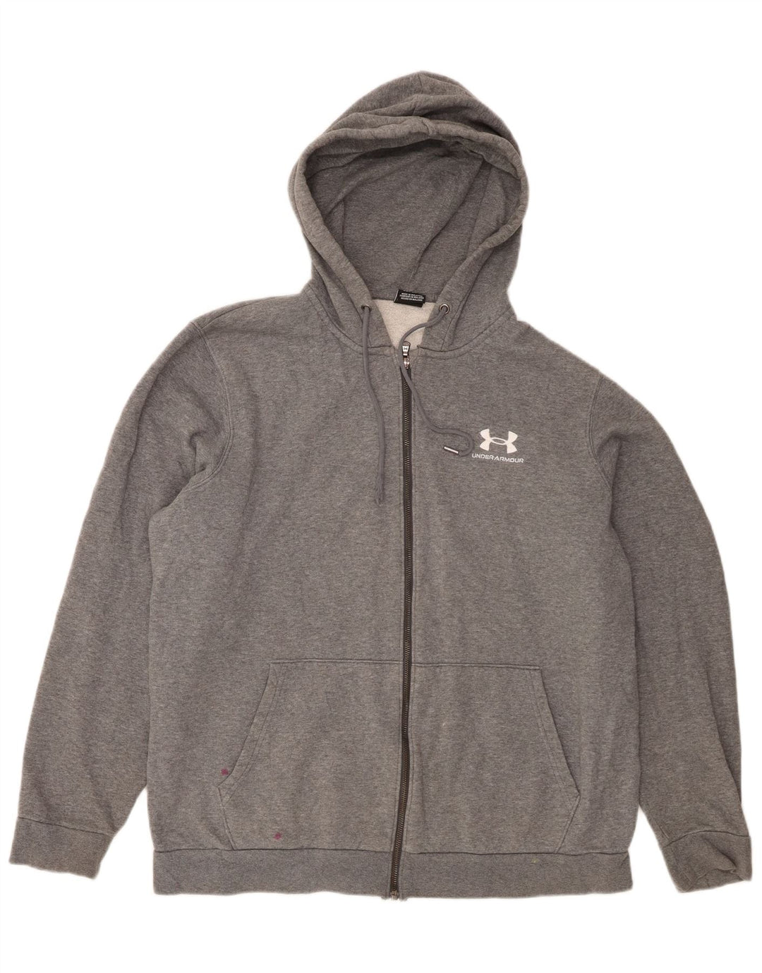 Felpa con cappuccio e zip da uomo Under Armour, grande cotone chiazzato grigio