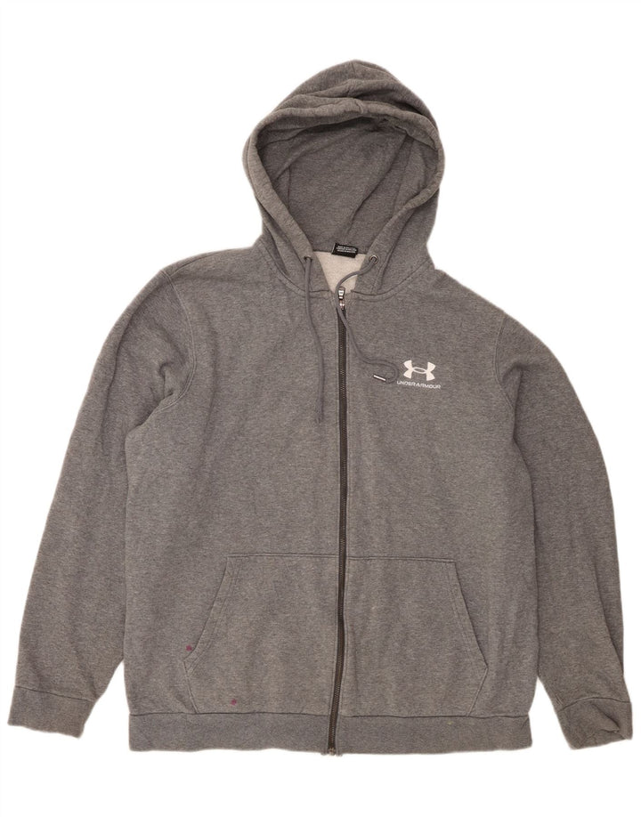 Felpa con cappuccio e zip da uomo Under Armour, grande cotone chiazzato grigio