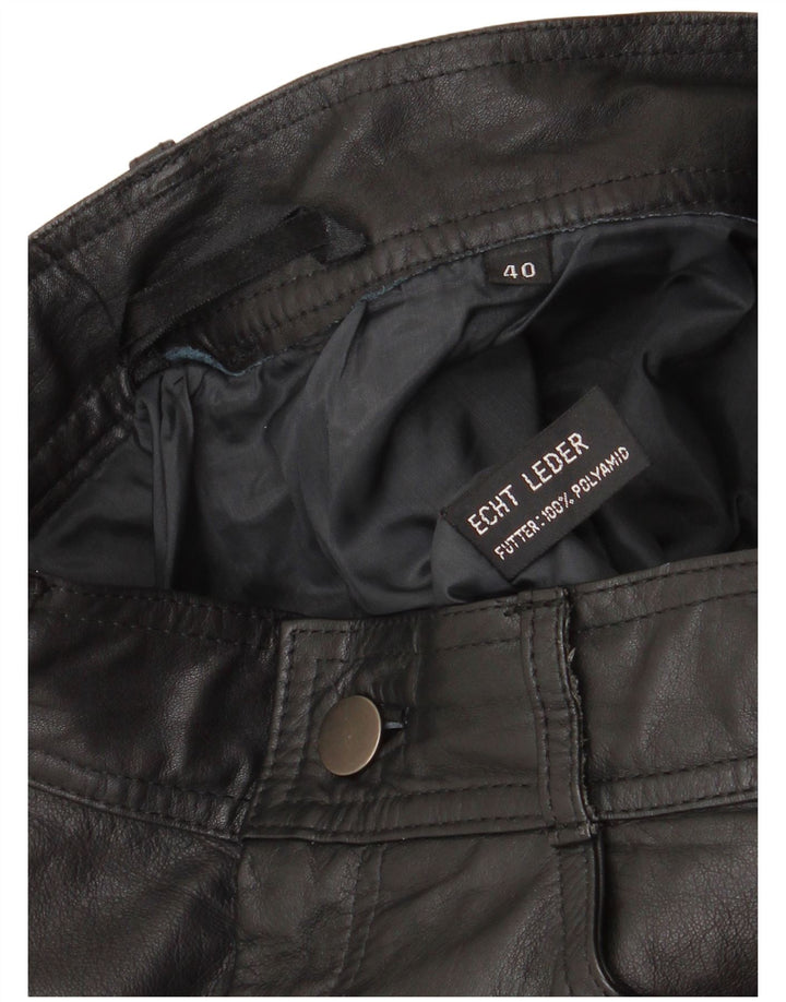 Gonna in pelle da donna VINTAGE EU 40 Media W28 Pelle nera