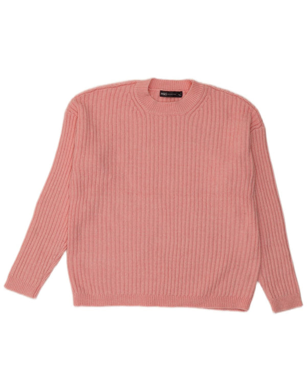 Maglione maglione girocollo da donna Marks & Spencer UK 14 Poliestere rosa medio