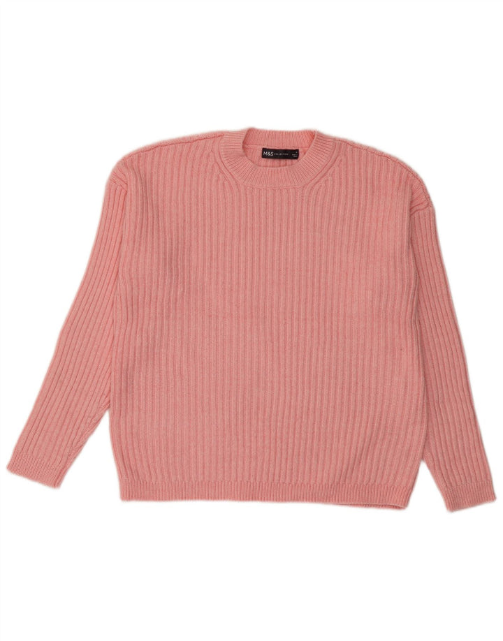 Maglione maglione girocollo da donna Marks & Spencer UK 14 Poliestere rosa medio