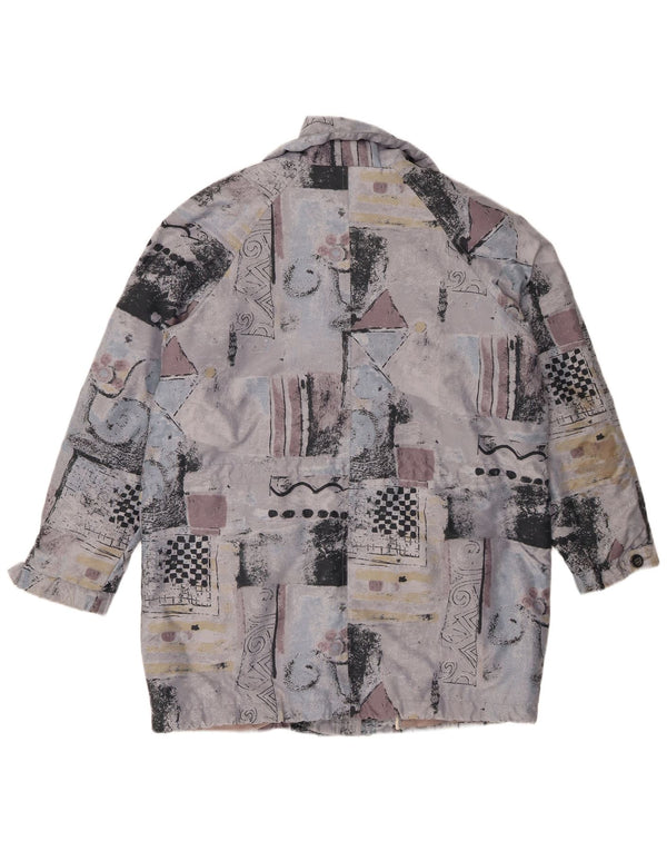 Cappotto vintage da donna oversize con giacca a vento UK 14/16 grande patchwork grigio