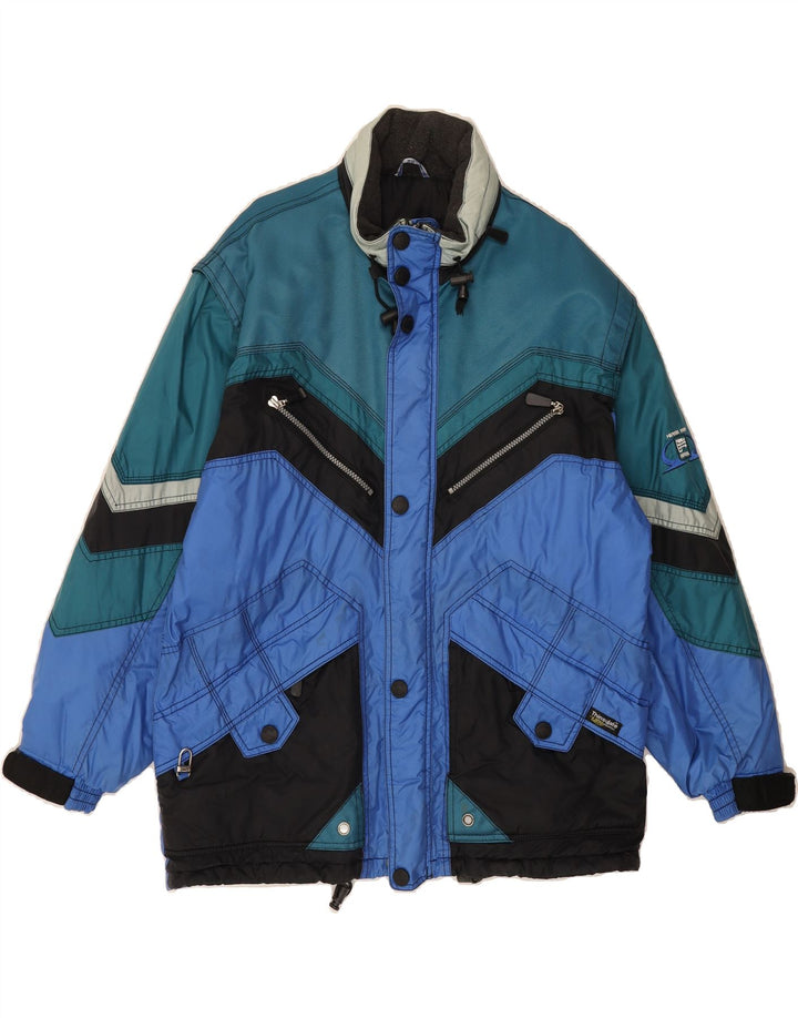 RODEO Mens Hooded Windbreaker Jacket UK 36 Small Blue Colourblock Nylon Vintage Rodeo and Second-Hand Rodeo from Messina Hembry 