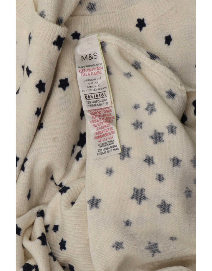 Maglione maglione girocollo da donna Marks & Spencer UK 16 grande bianco sporco