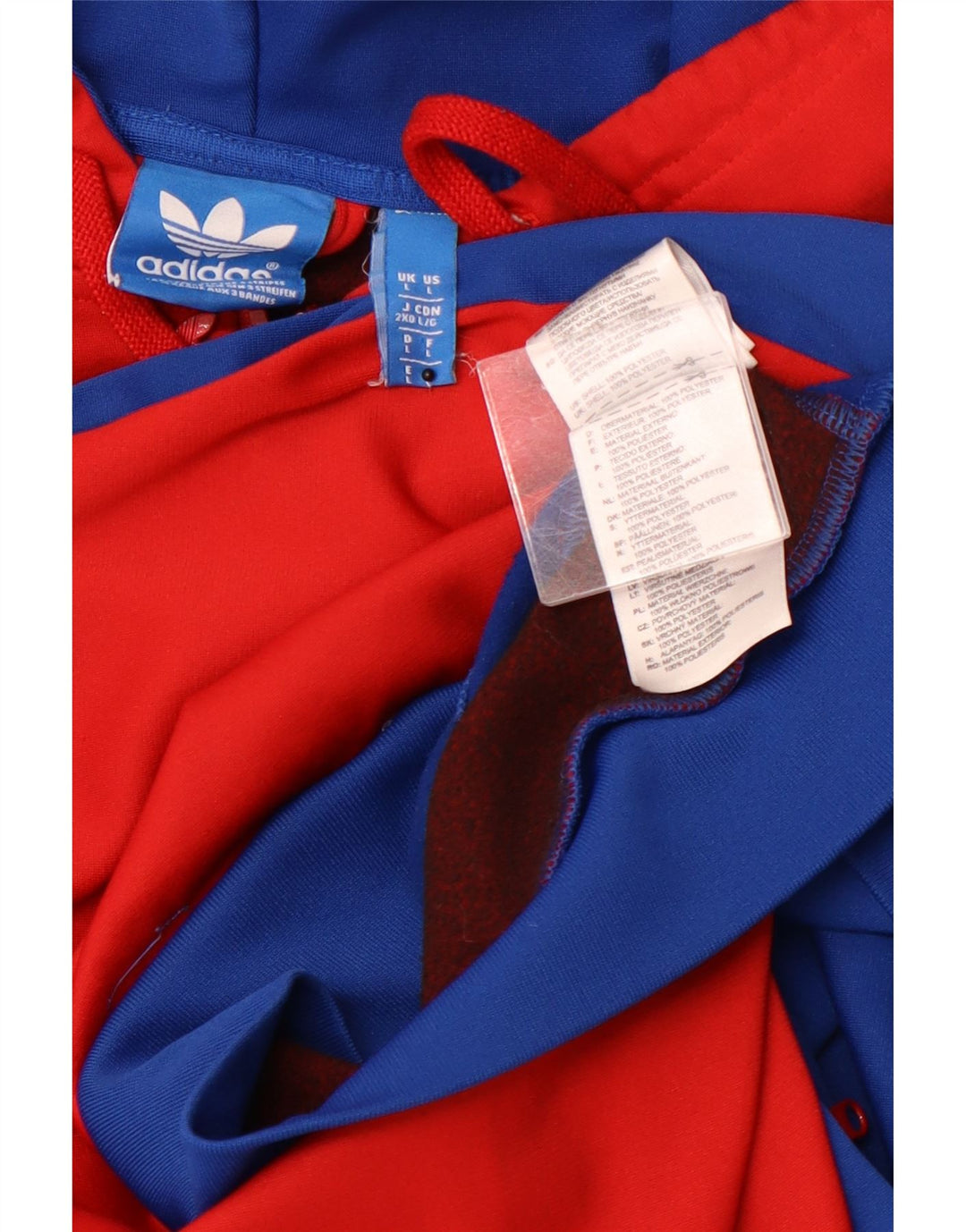 Maglione con cappuccio e zip grafica da uomo ADIDAS grande in poliestere color block blu